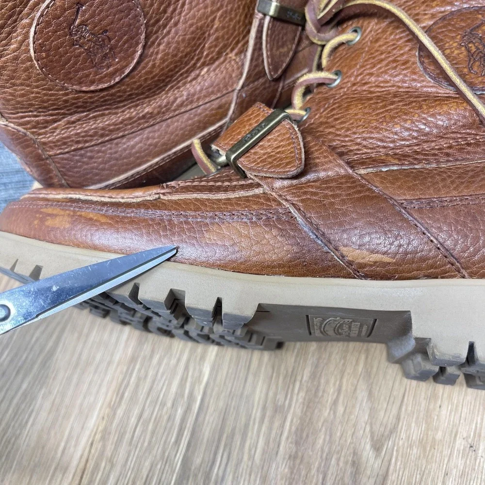 Polo Ralph Lauren Ranger Boots Men 8.5 Brown Leather Polo Country Ankle Buckle‎